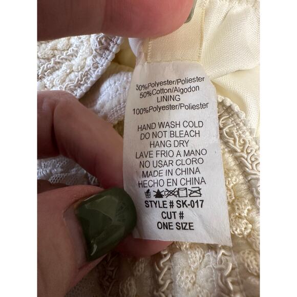 Promesa Boho Lace Maxi Skirt | Sheer Layered Cream Mesh Ethereal Fairycore - Picture 10 of 10